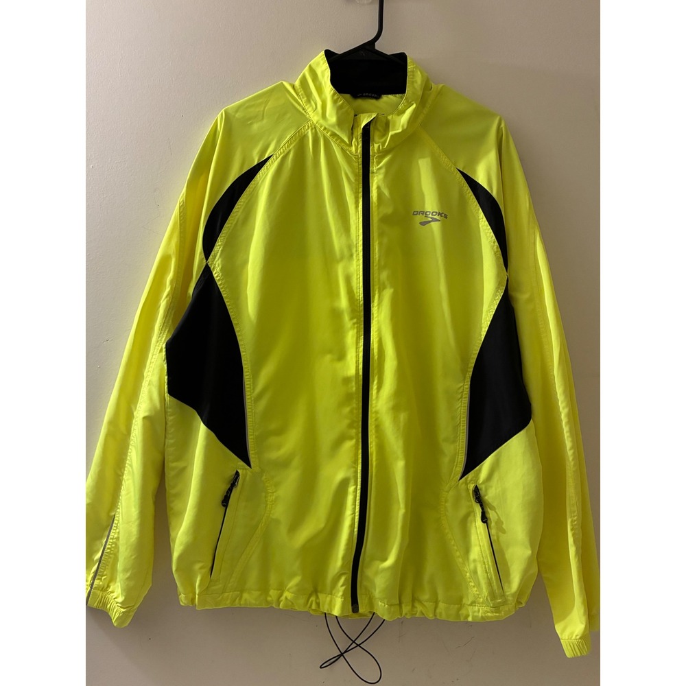 Brooks Men XL High Visibility Running Jacket Neon Shelter Technology Windbreaker